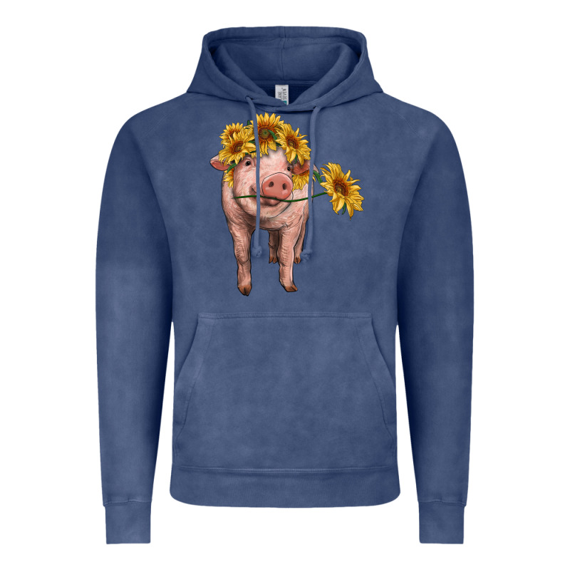 Pig With Sunflowers Vintage Hoodie by RanaPortraitStore | Teevron