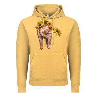 Vintage Mustard pig with sunflowers Vintage Hoodie - RanaPortraitStore