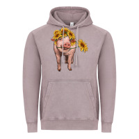 Vintage Zinc pig with sunflowers Vintage Hoodie - RanaPortraitStore