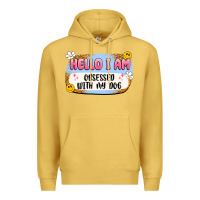 Antique Gold hello i am obsessed with my dog Premium Hoodie - Artiststas