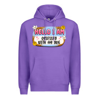 Purple hello i am obsessed with my dog Premium Hoodie - Artiststas