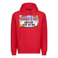 Red hello i am obsessed with my dog Premium Hoodie - Artiststas