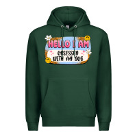 Sports Green hello i am obsessed with my dog Premium Hoodie - Artiststas