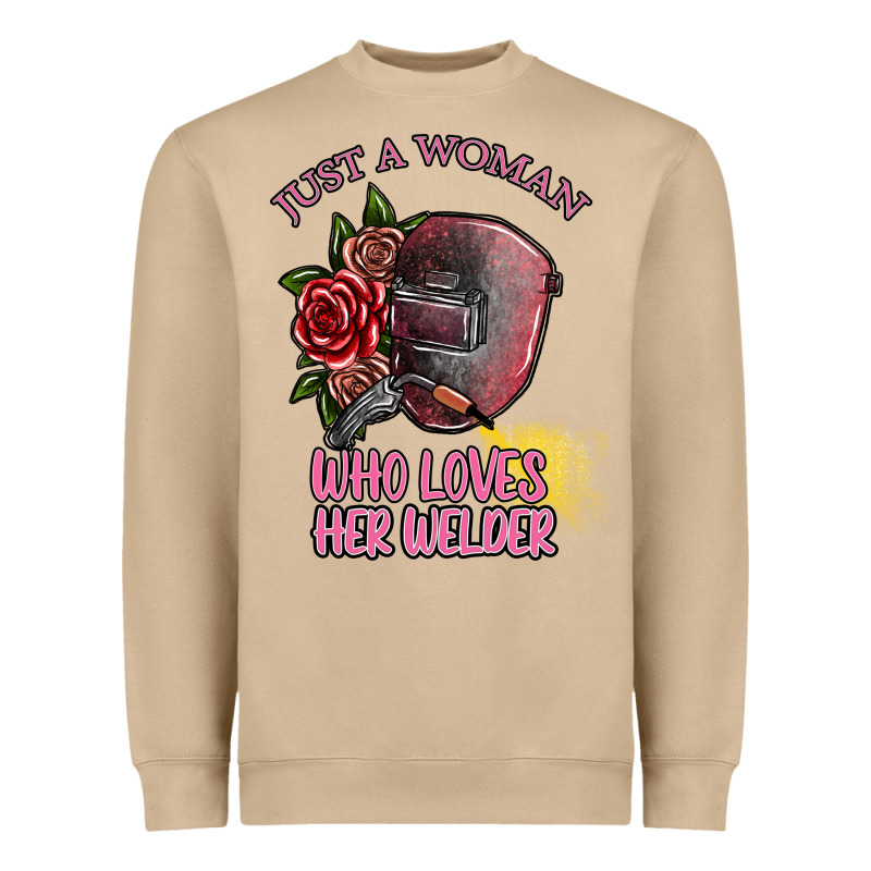 Just A Woman Who Loves Her Welder Heavyweight Sweatshirt by SublimationCraftShop | Teevron
