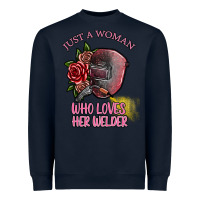 Navy just a woman who loves her welder Heavyweight Sweatshirt - SublimationCraftShop