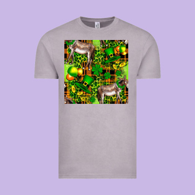 St. Patrick's Donkey With Leprechaun Hat Seamless Vintage Tee Designed By Fadigitalartstudio