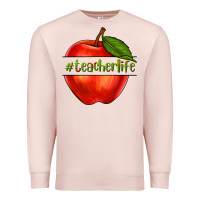 Pale Pink teacher life with apple Premium Sweatshirt - NancyCooperArtShop