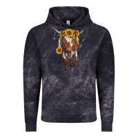 Cloud Black longhorn cow with sunflowers Vintage Hoodie - RanaPortraitStore