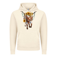 Vintage Artic longhorn cow with sunflowers Vintage Hoodie - RanaPortraitStore