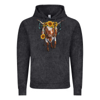 Vintage Black longhorn cow with sunflowers Vintage Hoodie - RanaPortraitStore
