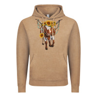 Vintage Coffee longhorn cow with sunflowers Vintage Hoodie - RanaPortraitStore