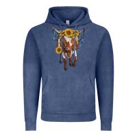Vintage Denim longhorn cow with sunflowers Vintage Hoodie - RanaPortraitStore