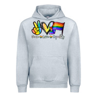 Heather Grey Peace love equality Urban Hoodie - NancyCooperArtShop