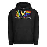 Pigment Black Peace love equality Urban Hoodie - NancyCooperArtShop