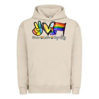 Pigment French Oak Peace love equality Urban Hoodie - NancyCooperArtShop