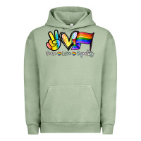 Pigment Oil Green Peace love equality Urban Hoodie - NancyCooperArtShop