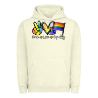 Pigment Pistachio Peace love equality Urban Hoodie - NancyCooperArtShop