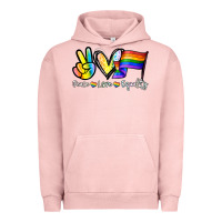 Pigment Salmon Peace love equality Urban Hoodie - NancyCooperArtShop