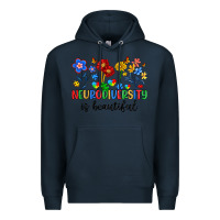 Navy neurodiversity is beautiful Premium Hoodie - Artiststas