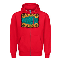 Red sunflower background Zipper Hoodie - BarkalooDesign