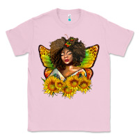 Bubblegum Pink butterfly afro woman juneteenth Classic Tee - AdoDesignShop