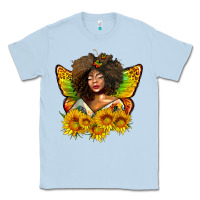 Dusty Blue butterfly afro woman juneteenth Classic Tee - AdoDesignShop