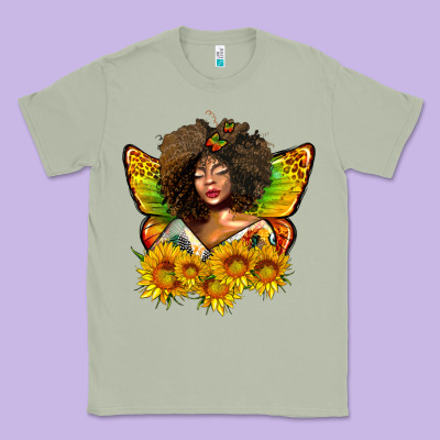 Butterfly Afro Woman Juneteenth Classic Tee Designed By Adodesignshop