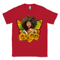 Red butterfly afro woman juneteenth Classic Tee - AdoDesignShop