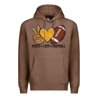 Chestnut peace love football Premium Hoodie - AdoDesignShop
