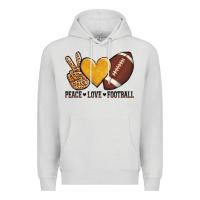 Dove Grey peace love football Premium Hoodie - AdoDesignShop
