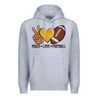 Heather Grey peace love football Premium Hoodie - AdoDesignShop