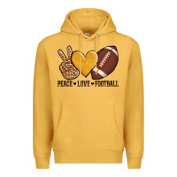 Mustard peace love football Premium Hoodie - AdoDesignShop