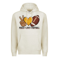 Oatmeal Heather peace love football Premium Hoodie - AdoDesignShop