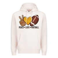 Pale Pink peace love football Premium Hoodie - AdoDesignShop