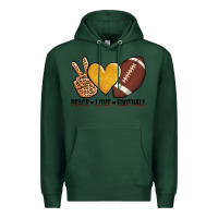 Sports Green peace love football Premium Hoodie - AdoDesignShop