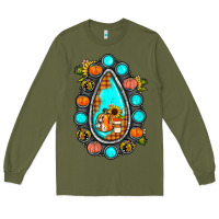 Army Green gemstone pumpkin fall Long Sleeve Tee - JahusDesignShop