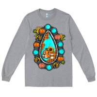 Heather Grey gemstone pumpkin fall Long Sleeve Tee - JahusDesignShop