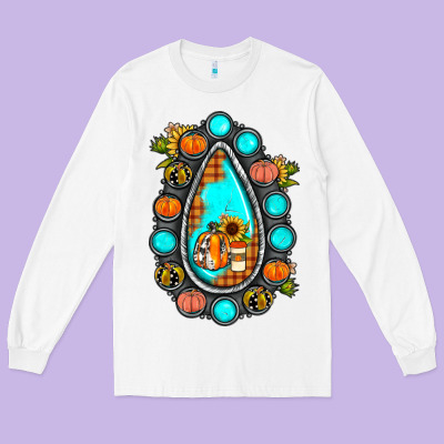 Gemstone Pumpkin Fall Long Sleeve Tee Designed By Jahusdesignshop