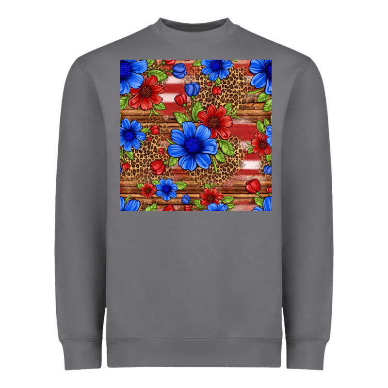 Patriotic Flowers Seamless Pattern Heavyweight Sweatshirt by HRA Design Shop | Teevron