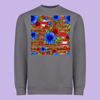 Patriotic Flowers Seamless Pattern Heavyweight Sweatshirt Designed By Hra Design Shop