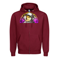 Burgundy dogecoin to the mars Zipper Hoodie - Jasminsmagicworld