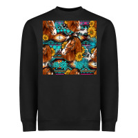 Black sunflower horses seamless pattern Heavyweight Sweatshirt - HRA Design Shop