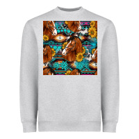 Heather Grey sunflower horses seamless pattern Heavyweight Sweatshirt - HRA Design Shop