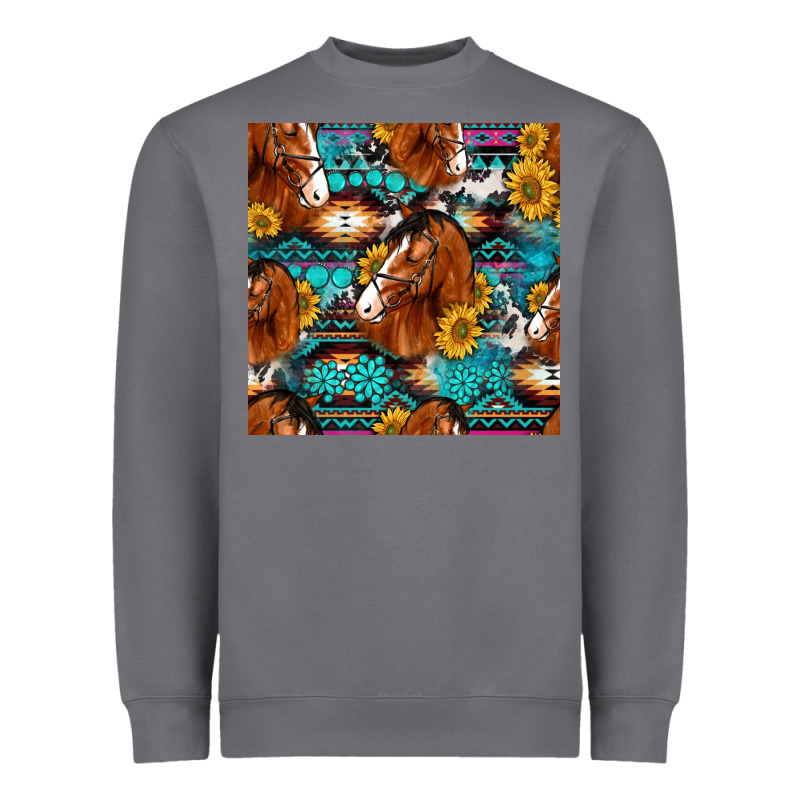 Sunflower Horses Seamless Pattern Heavyweight Sweatshirt by HRA Design Shop | Teevron