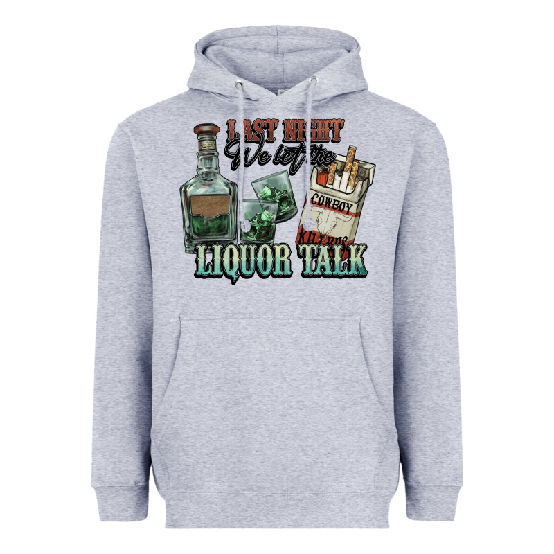 Last Night We Let The Liquor Talk Cowboy Western C Heavyweight Hoodie by NancyCooperArtShop | Teevron