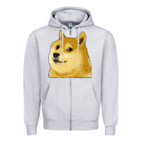 Heather Grey doge coin shiba dog Zipper Hoodie - Jasminsmagicworld
