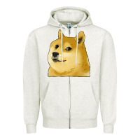 Oatmeal Heather doge coin shiba dog Zipper Hoodie - Jasminsmagicworld