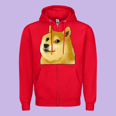Doge Coin Shiba Dog Zipper Hoodie Designed By Jasminsmagicworld