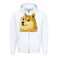 White doge coin shiba dog Zipper Hoodie - Jasminsmagicworld