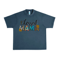 Midnight Navy blessed mama Urban Heavy Tee - CowhideDigitalArt